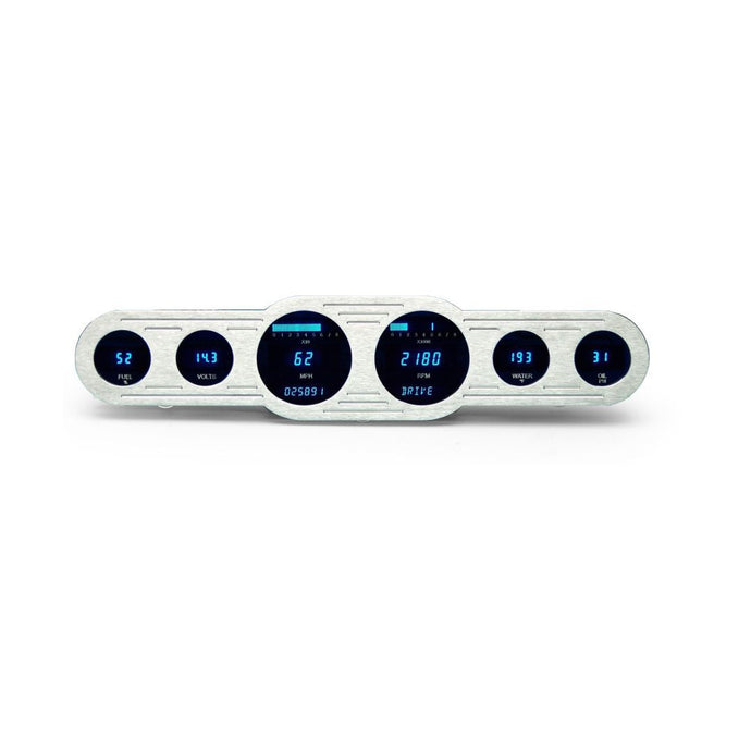 Six gauge universal instrument system w/Blue and Teal Lenses VFD3-CNTR-6-Z