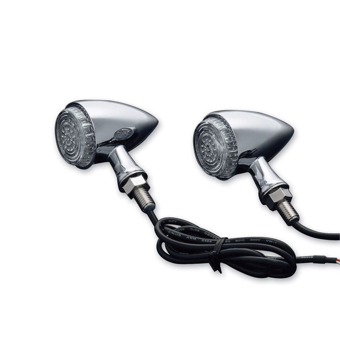 Kuryakyn Chrome Rear Torpedo LED Turn Signal Indicator Lights Set Harley Scout