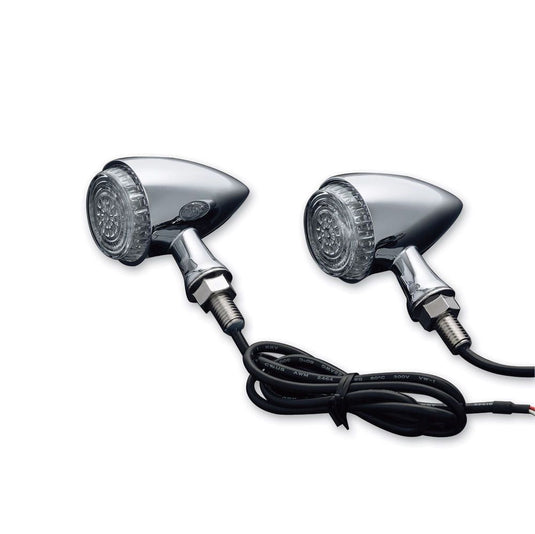 Kuryakyn Chrome Rear Torpedo LED Turn Signal Indicator Lights Set Harley Scout