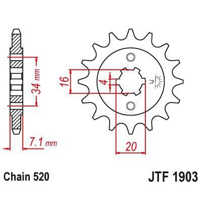 Load image into Gallery viewer, JT Sprockets Front Steel Sprocket 14 Tooth 14T 520 Chain JTF1903.14
