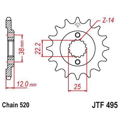 JT Sprockets Front Steel Sprocket 15 Tooth 15T 520 Chain JTF495.15