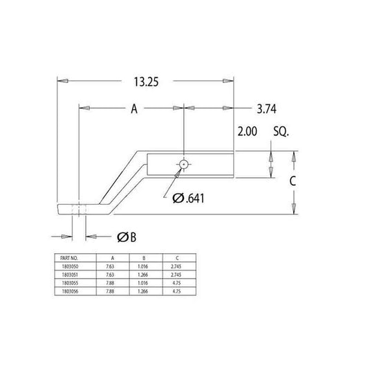 Buyers 2 Inch Forged Heavy-Duty Ball Mount, 4 Inch Drop X 7-7/8 Long Tube, 1-1/4 Ball Hole