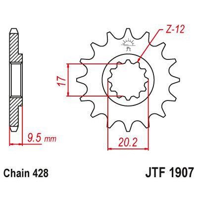 JT Sprockets Front Steel Countershaft Sprocket 13 Tooth 13T 428 Chain