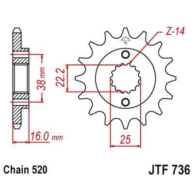 JT Sprockets Front Steel Sprocket 15 Tooth 15T 520 Chain For Ducati 851 Kit / Superbike 1988 JTF736.15