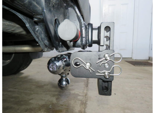 Tow & Stow Tri-Ball Ball Mount, 5" Drop, 1-7/8", 2" & 2-5/16" Hitch Balls, fits 2" Receiver Hitch