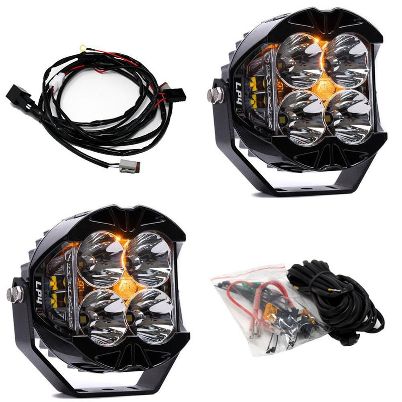 Load image into Gallery viewer, Baja Designs Auxiliary LED Light Pod Pair Baja Amber Backlight LP4 Pro Series Spot Pattern Clear Lens Universal 297801
