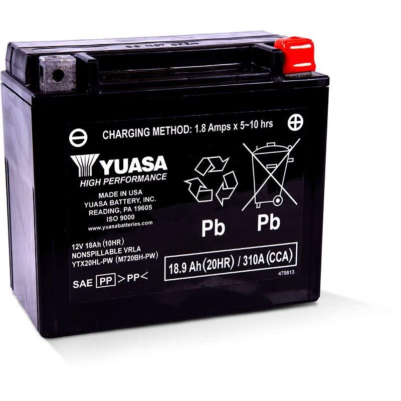 Load image into Gallery viewer, Yuasa Maintenance Free YTX20HLPW 12 Volt Battery YUAM720BH-PW
