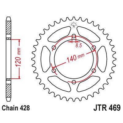 Load image into Gallery viewer, JT Sprockets Rear Steel Sprocket 44 Tooth 44T 428 Chain JTR469.44
