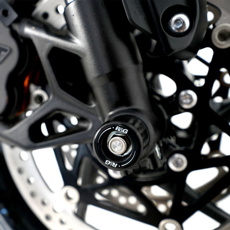 Load image into Gallery viewer, R&amp;G Racing Black Fork Protectors For 2024-2024 Triumph Daytona 660
