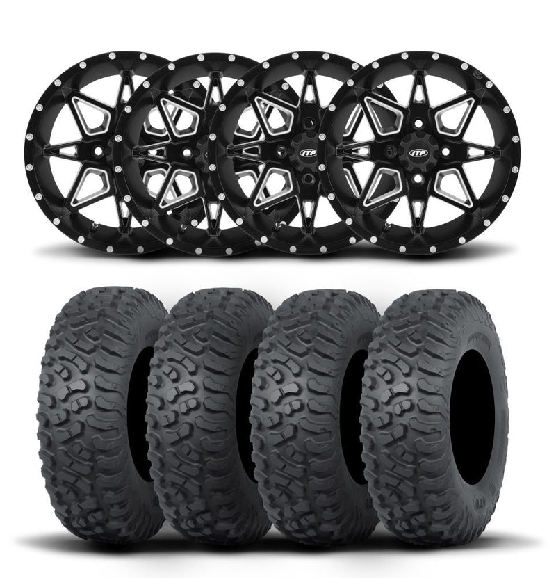 Load image into Gallery viewer, ITP Tornado 15&quot; Matte Black Wheels And Terra Hook Tires [32x10-15]
