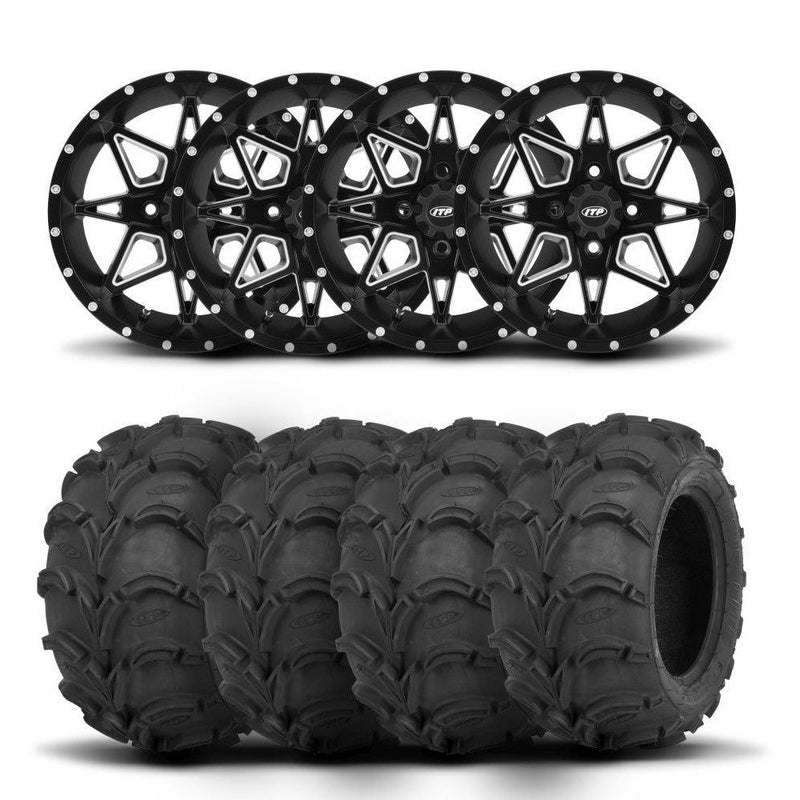 Load image into Gallery viewer, ITP Tornado 14&quot; Matte Black Wheels And Mud Lite Tires [28x12-14]
