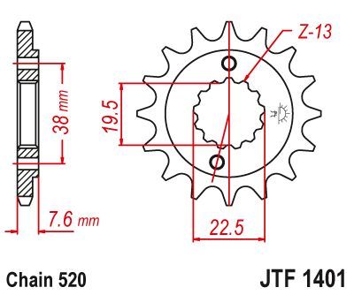Load image into Gallery viewer, JT Sprockets Front Steel Countershaft Sprocket 13 Tooth 13T 520 Chain
