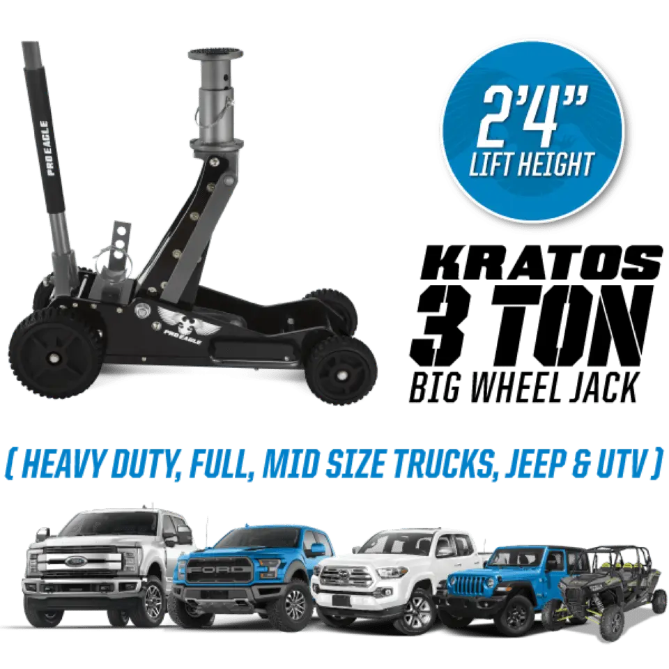 Pro Eagle 3 Ton Off Road High Clearance Big Wheel Jack - Kratos ORJ3B4X