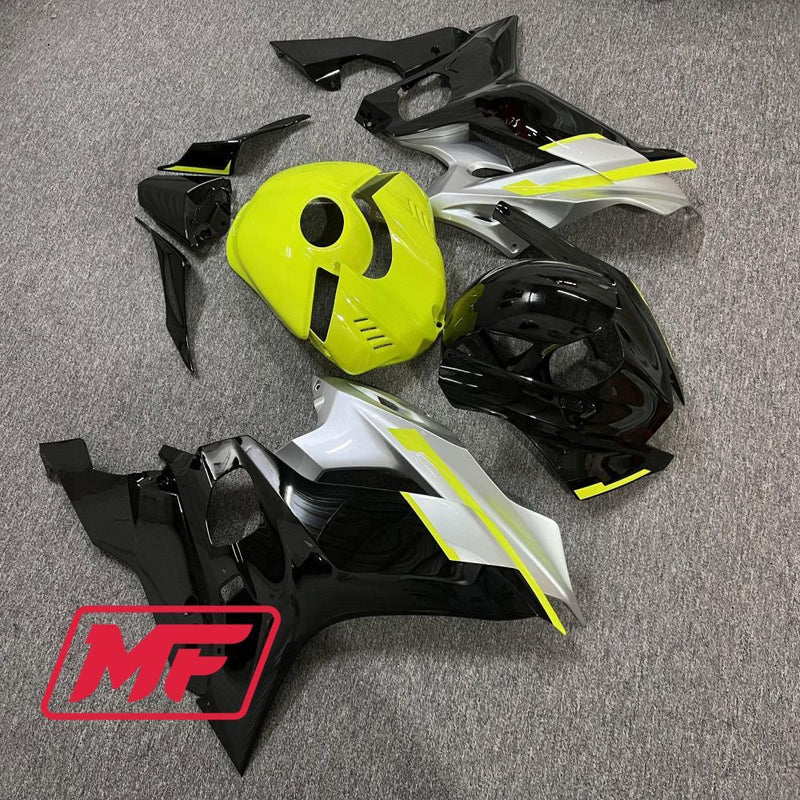 Load image into Gallery viewer, Monster Fairings Full Kit Yamaha R6 17-22 Black Silver Yellow + Windshield + Gas Tank Cover
