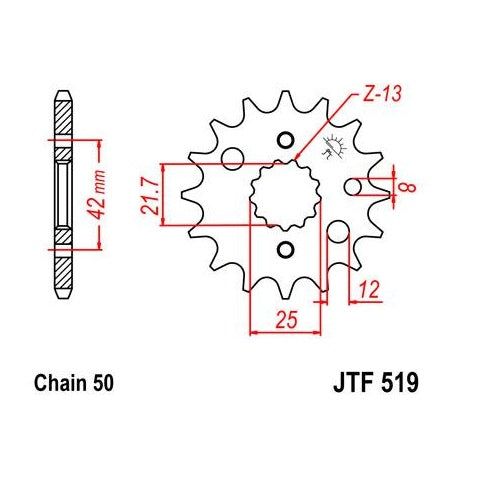 Steel Front Sprocket 16T for Street KAWASAKI VN800E Vulcan Classic 2000-2005