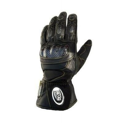 R&G Racing Black Leather Deluxe Motorcycle Gloves - Black GL0003BK-XXL