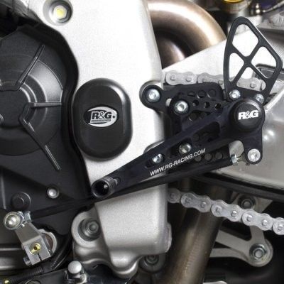 Load image into Gallery viewer, R&amp;G Racing Black Adjustable Rearsets For 2009-2014 Aprilia RSV4 Factory

