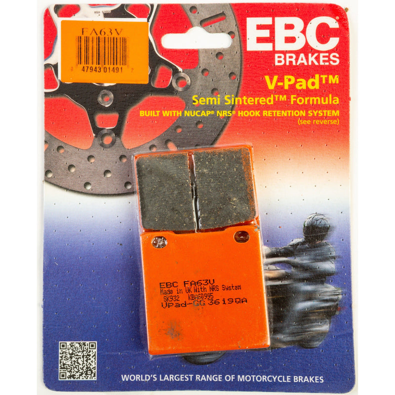 Load image into Gallery viewer, EBC 1 Pair V-Pad Semi-Sintered Touring Brake Pads MPN FA63V
