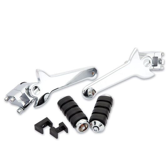 Kuryakyn Chrome Adjustable Passenger Footpeg Pegs Kit Pair Harley Touring 93-06