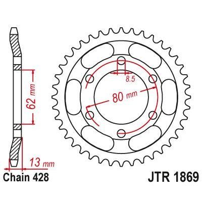 Load image into Gallery viewer, JT Sprockets Rear Steel Sprocket 45 Tooth 45T 428 Chain JTR1869.45
