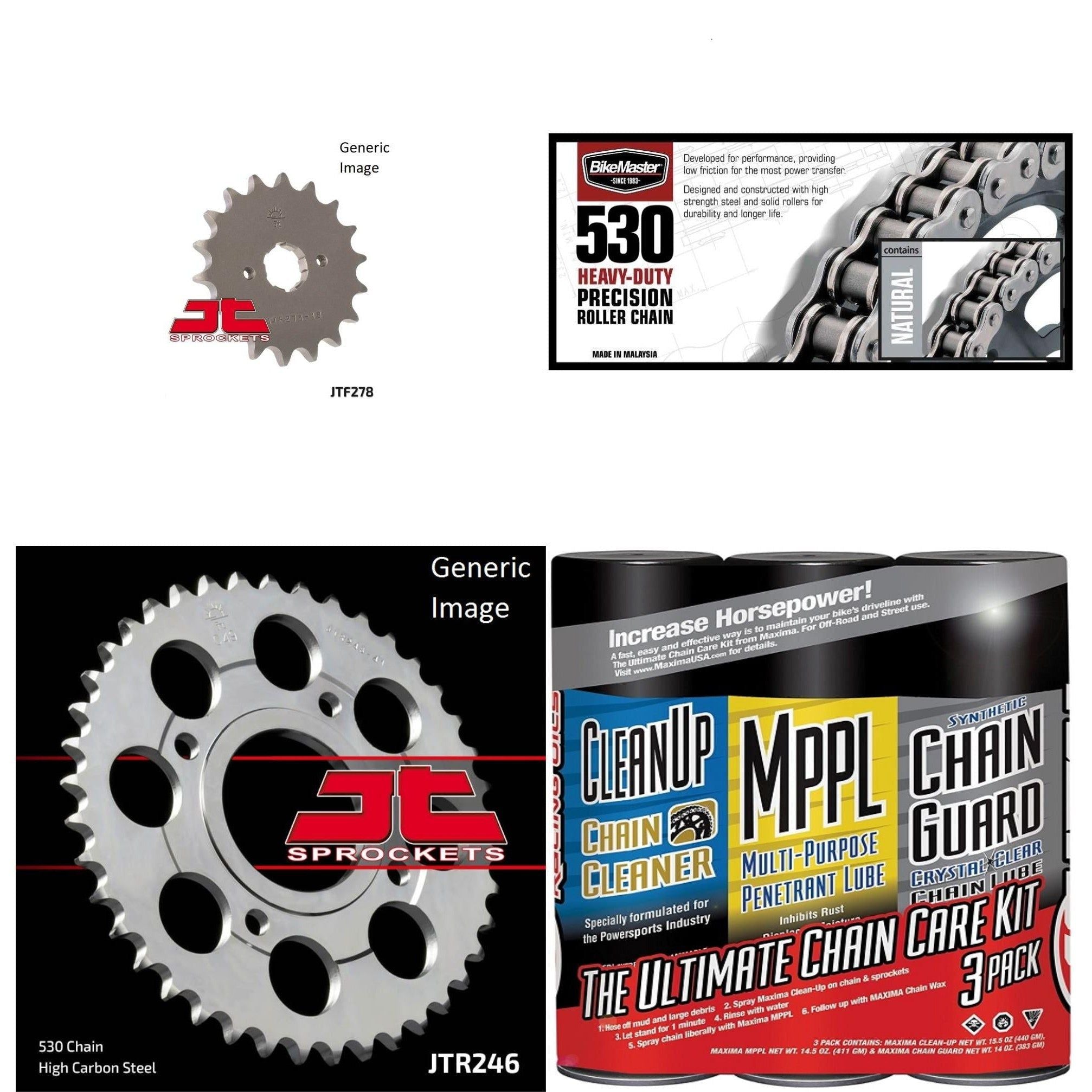 530H Chain Natural w/ Wax,Front & Rear Sprocket Kit for HONDA CM450E 1982-1983