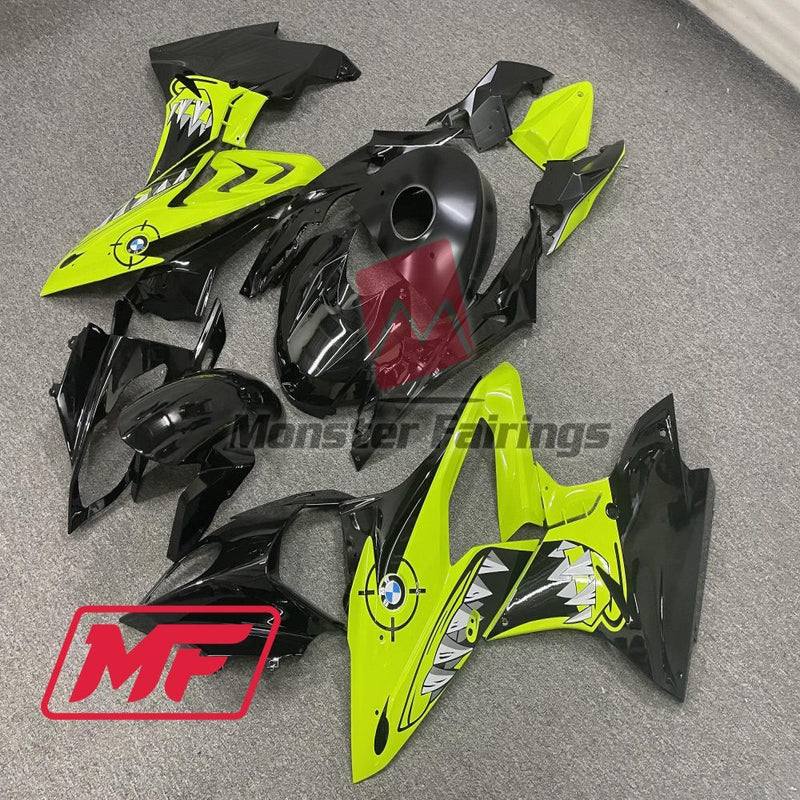 Load image into Gallery viewer, Monster Fairings Full Kit BMW S1000RR 17-18 Yellow High Viz Shark + Windshield + Gas Tank Cover
