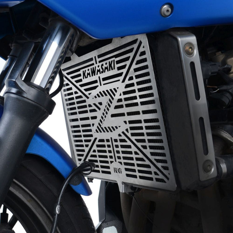 Load image into Gallery viewer, R&amp;G Racing Stainless Steel Branded Radiator Guard For 2020-2024 Kawasaki Ninja 1000SX ZX1000
