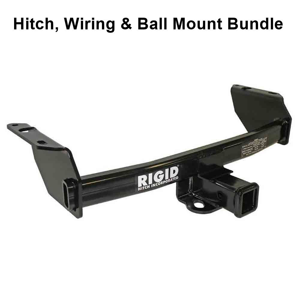 Rigid Hitch (R3-0471) Class III 2 Inch Receiver Trailer Hitch Bundle - Includes Ball Mount and Custom Wiring Harness fits 1993-2008 Ford Ranger & 1994-2009 Mazda B-Series Trucks