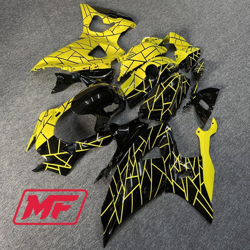 Load image into Gallery viewer, Monster Fairings Full Kit Yamaha R7 21-23 Yellow and Black Split + Windshield + Gas Tank Cover
