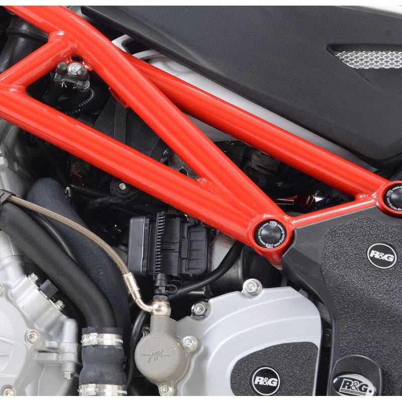 Load image into Gallery viewer, R&amp;G Racing Black Frame Plug RHS Mid Frame For 2013 MV Agusta 1090RR
