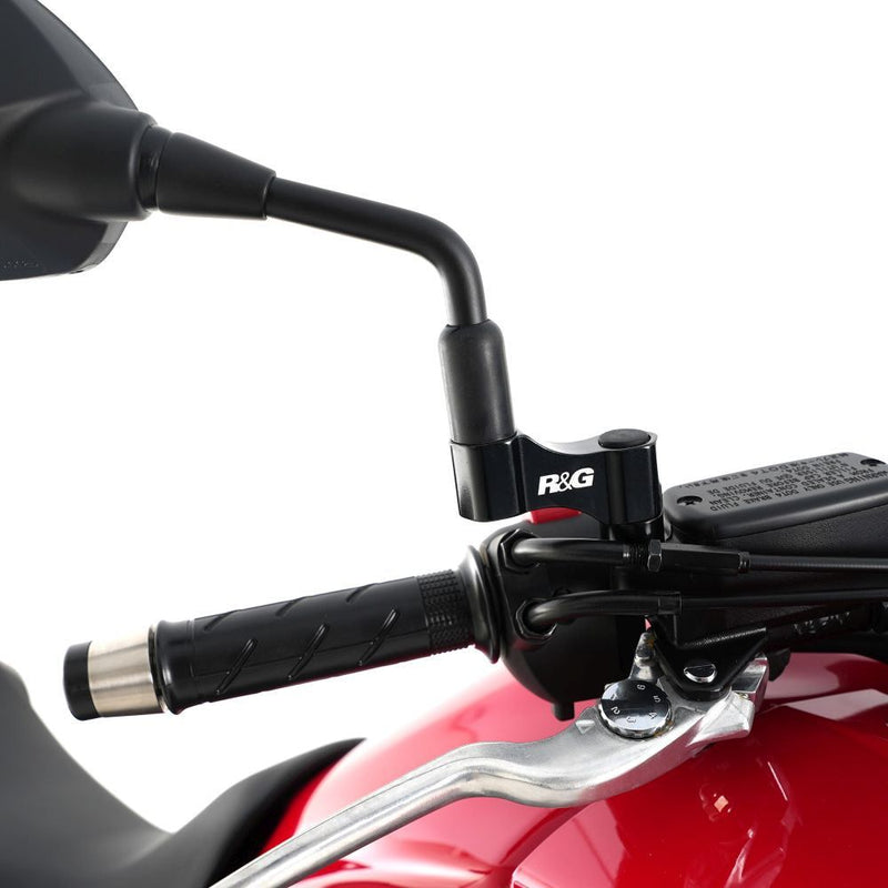 Load image into Gallery viewer, R&amp;G Racing Black Mirror Widener Arms For 2013-2018 Aprilia Caponord 1200
