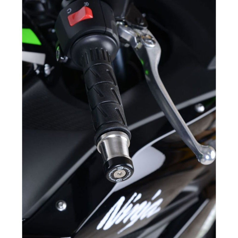 Load image into Gallery viewer, R&amp;G Racing Black Bar End Sliders For 2014-2020 Kawasaki Ninja 250SL
