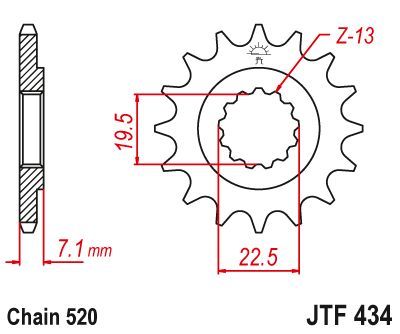 Load image into Gallery viewer, JT Sprockets Front Steel Countershaft Sprocket 13 Tooth 13T 520 Chain JTF434.13
