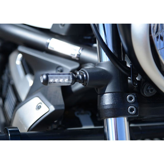 R&G Racing Black Front Indicator Adapter Kit For 2017-2024 Kawasaki Vulcan S EN650