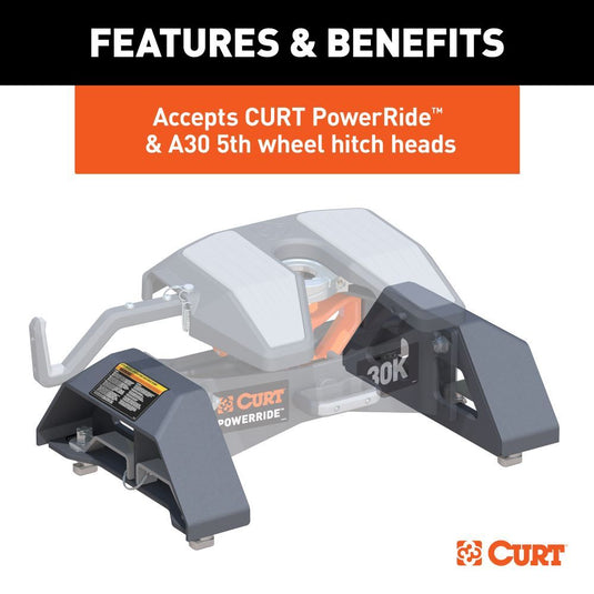 Curt, OEM Puck 5th Wheel Legs, Select Silverado, Sierra HD with 8 Foot Bed, 30K, Teridium Grey for PowerRide 5th Wheel Hitch