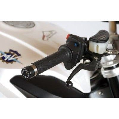 Load image into Gallery viewer, R&amp;G Racing Black Bar End Sliders For 2013-2016 MV Agusta Brutale 675
