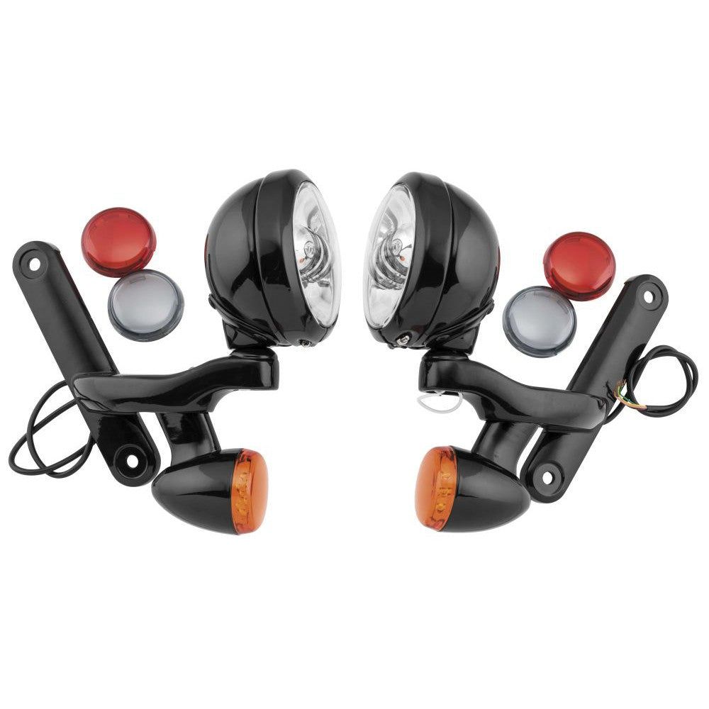 Letric Lighting Passing Lamps With Brackets & Turn Signals, Black/Chrome 4.5