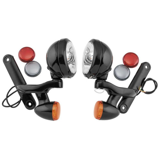 Letric Lighting Passing Lamps With Brackets & Turn Signals, Black/Chrome 4.5