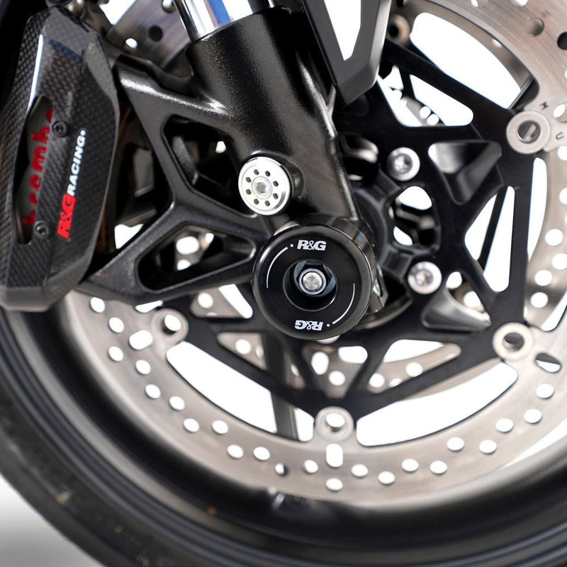 Load image into Gallery viewer, R&amp;G Racing Black Fork Protectors For 2024-2024 Triumph Daytona 660
