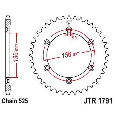 JT Sprockets Rear Steel Sprocket 43 Tooth 43T 525 Chain JTR1791.43