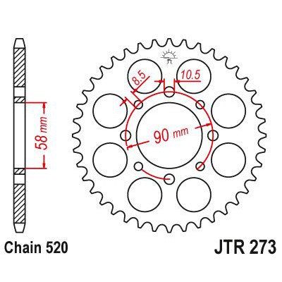 JT Sprockets Rear Steel Sprocket 33 Tooth 33T 520 Chain JTR273.33