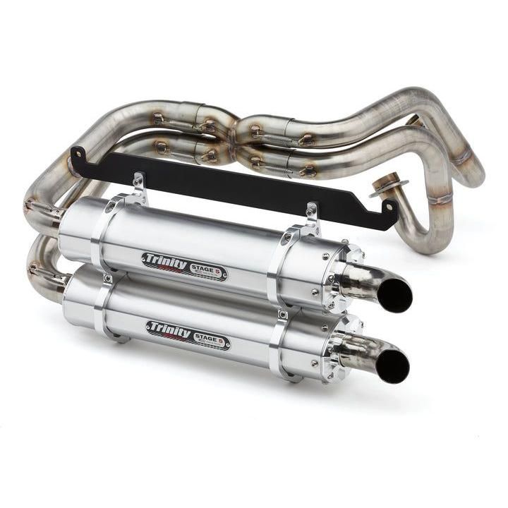 Trinity Racing Stage 5 Dual Full System Exhaust Brushed Muffler TR-4170D