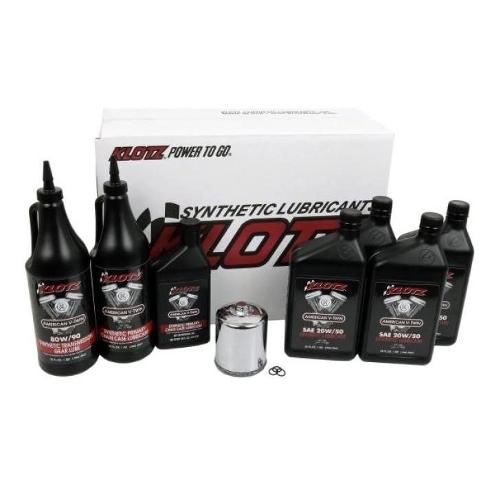 Load image into Gallery viewer, Klotz Premium 20W/50 4 Quart Synthetic Oil Change Kit For Harley-Davidson Twin Cam
