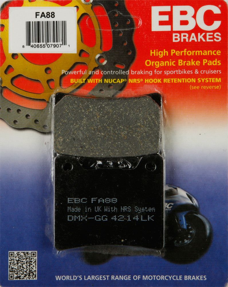 Load image into Gallery viewer, EBC 1 Pair FA Series Organic Replacement Brake Pads MPN FA88
