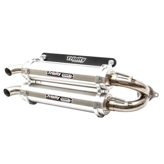 Trinity Racing Stage 5 Dual Slip On Exhaust Brushed Muffler TR-4173S