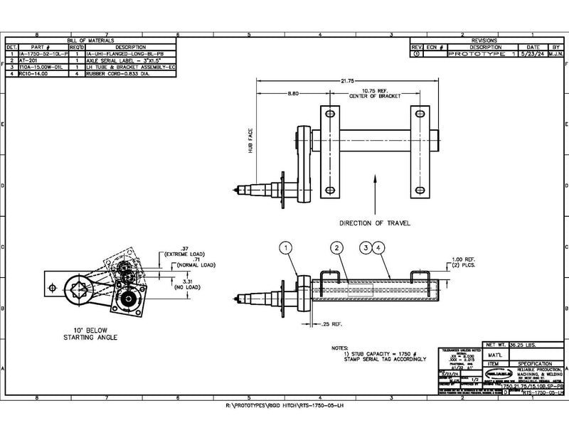 Load image into Gallery viewer, Reliable 3,500 lbs. Torsional Stub Axles (pair) - 1-3/8&quot; to 1-1/16&quot; Tapered Spindles
