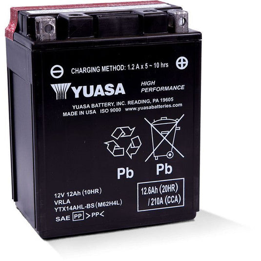 Yuasa Maintenance Free YTX14AHLBS 12 Volt Battery YUAM62H4L