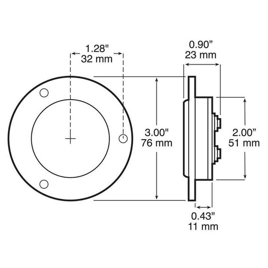 2 Inch Red Clearance/Marker Light with Integral Reflex