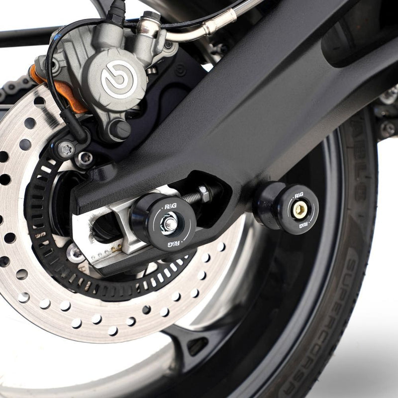 Load image into Gallery viewer, R&amp;G Racing Black Cotton Reels Offset For 2006-2012 Triumph Daytona 675
