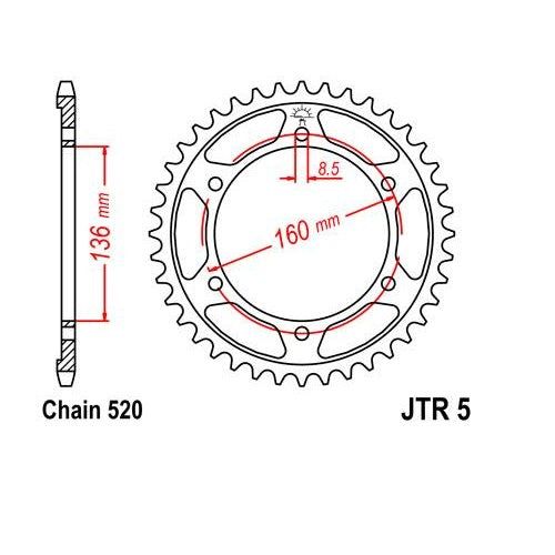 Steel Rear Sprocket 47T for Street APRILIA 650 Pegaso 1998-2004